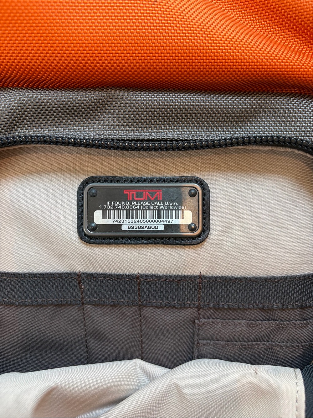 Tumi Orange and Gray Travel Backpack - Picture 3 of 6